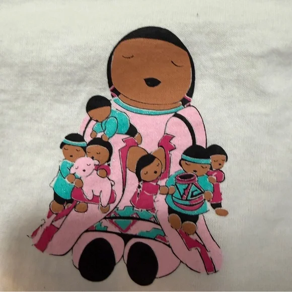 Storyteller Graphic Shirt Girls 12 Months White Pink Print Native American - Picture 3 of 9